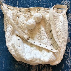 Knit Bag with Pom Pom Detail